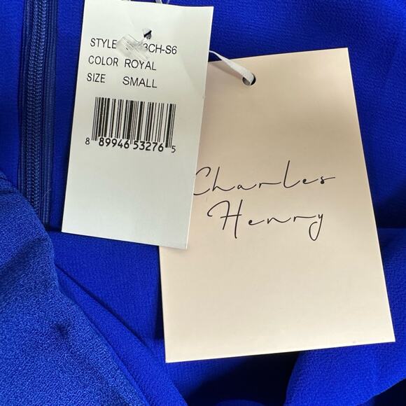 NWT Charles Henry Blue Off-Shoulder Sheath Mini Dress - Picture 5 of 6
